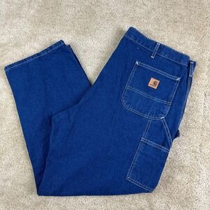 VTG Carhartt Mens Jeans 44x31 Dungaree Fit Straight Leg Carpenter Blue B13 DST